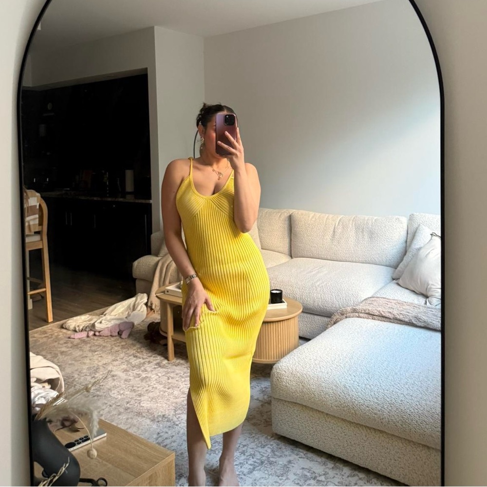 Yellow Sleeveless Knit Dress